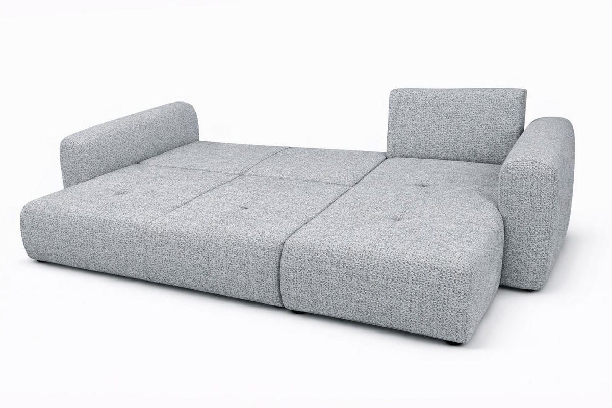 ECKSOFA Mit Schlaffunktion Und Bettkasten, Sofa L-Form Bingo L, Chenille-Stoff Artico, Cement, Rechts - Hellgrau, Holz (250/142cm) - Kaiser Möbel