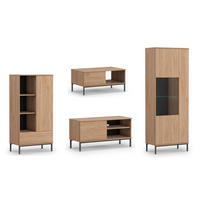 WOHNWAND Queba 1 Hikora 240/190/60 cm Funktional Modern - Hellbraun, Holzwerkstoff/Kunststoff (240/190/60cm) - AX Living