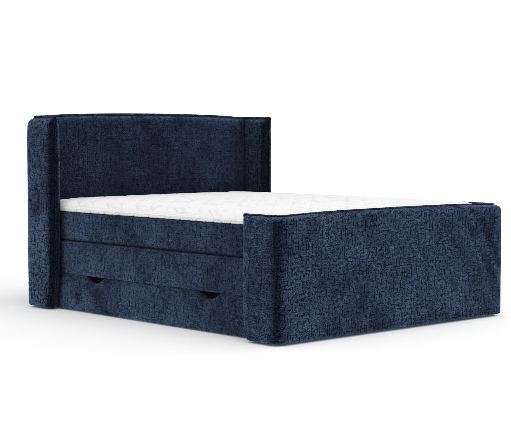 BOXSPRINGBETT Freeland Marineblau 140/200 cm mit Matratze und Topper - Schwarz/Dunkelblau, Holz/Holzwerkstoff (140/200cm) - Maison de Reve