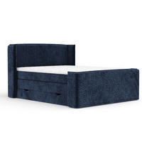 BOXSPRINGBETT Freeland Marineblau 140/200 cm mit Matratze und Topper - Schwarz/Dunkelblau, Holz/Holzwerkstoff (140/200cm) - Maison de Reve