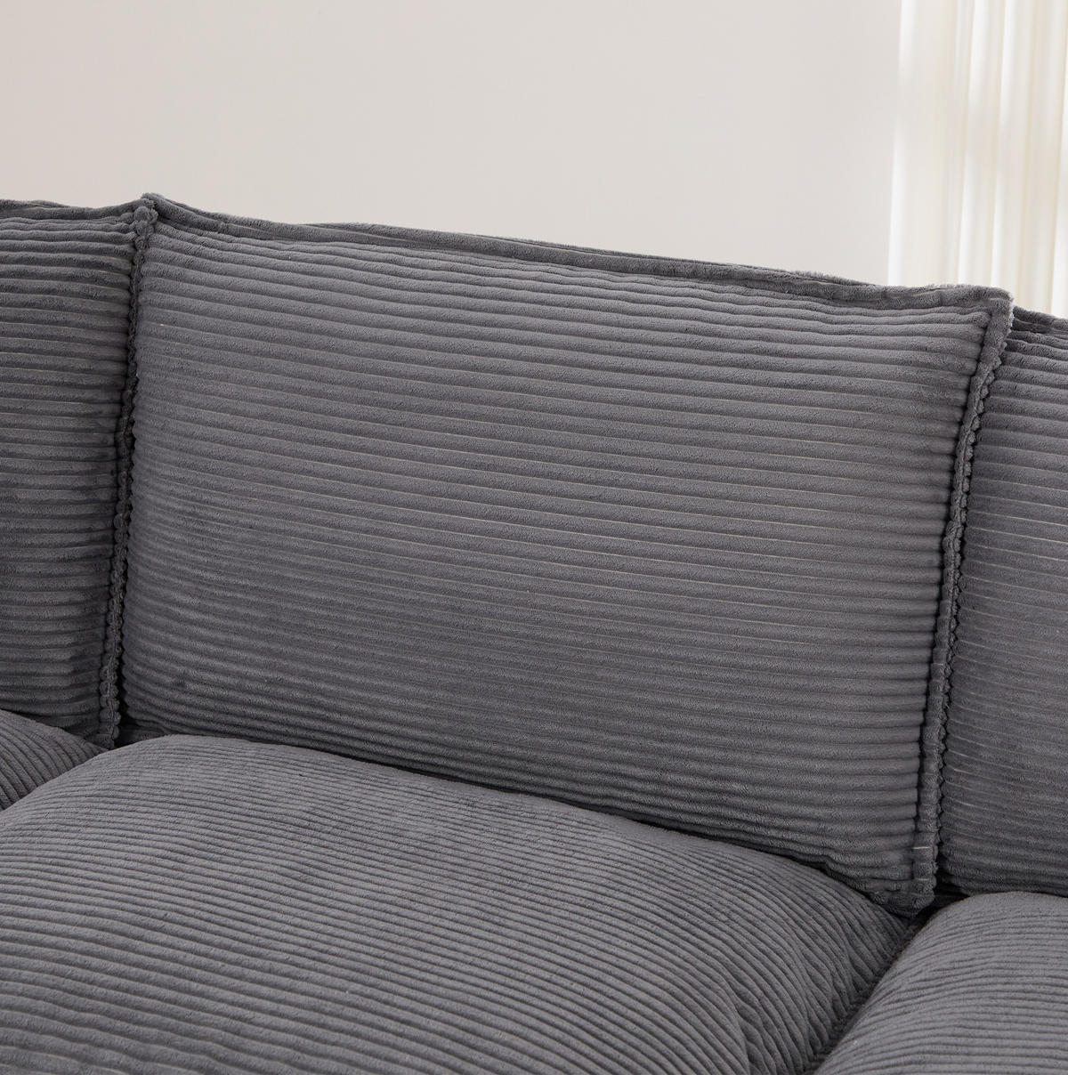 2-SITZER Sofa aus Cord 190x73x84 cm in Dunkelgrau mit USB-C & Seitentaschen - Dunkelgrau, Textil (73/84/190cm) - Modfu