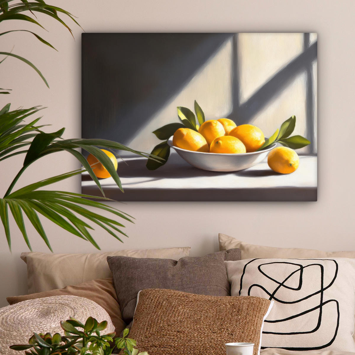 LEINWANDBILD Zitronen - Stilleben - Gelb Wandbilder 80x60 cm - Gelb, Textil (80/60cm) - MuchoWow