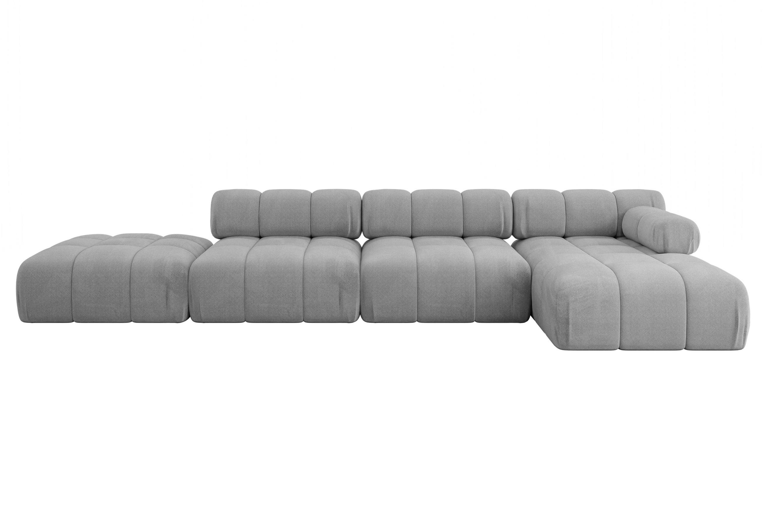 ECKSOFA modulares Sofa Lizur-L2 - 380x160x70 cm Hellgrau Velours - Hellgrau, Holzwerkstoff/Textil (380/160cm) - ALTDECOR