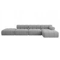 ECKSOFA modulares Sofa Lizur-L2 - 380x160x70 cm Hellgrau Velours - Hellgrau, Holzwerkstoff/Textil (380/160cm) - ALTDECOR
