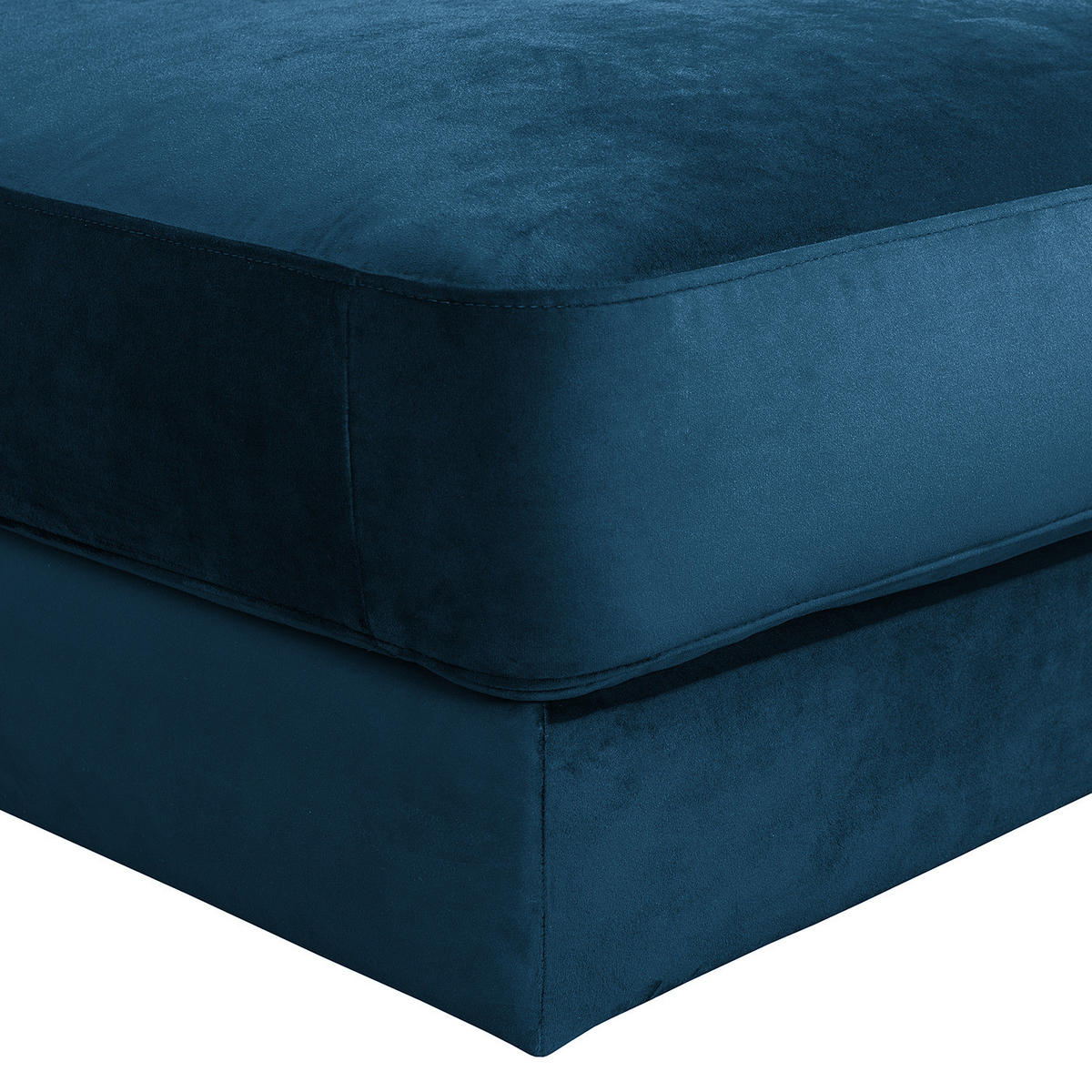 POLSTERHOCKER - Samt - Schwarz/Dunkelblau, Textil/Metall (112/42/112cm) - home24