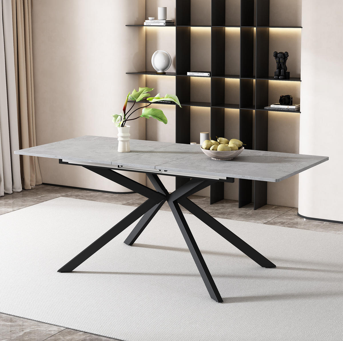 ESSTISCH ausziehbar 150/180 x 70 cm MDF Schwarz/Grau - Schwarz, Metall (180/70/75.5cm) - Meubliv