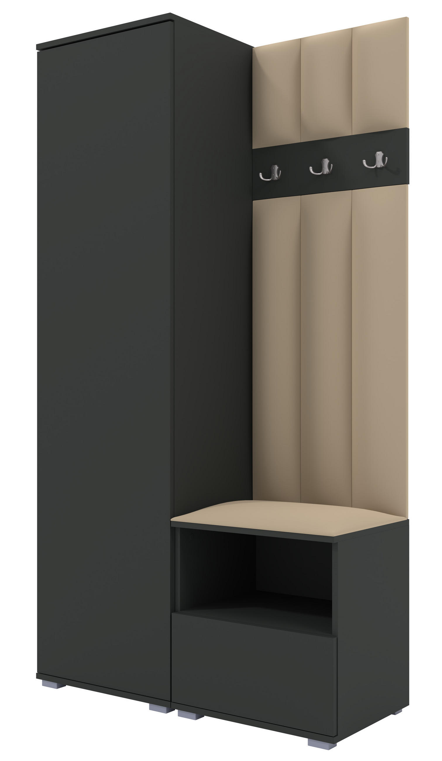 Ravio Gepolstert Graphit, Beige 100x187x40 cm
