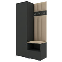 GEPOLSTERT Garderoben-Set Nela I LUX (Graphit + Stoff Trinity 04) - Beige/Silberfarben, Holz/Holzwerkstoff (100/187/40cm) - Ravio