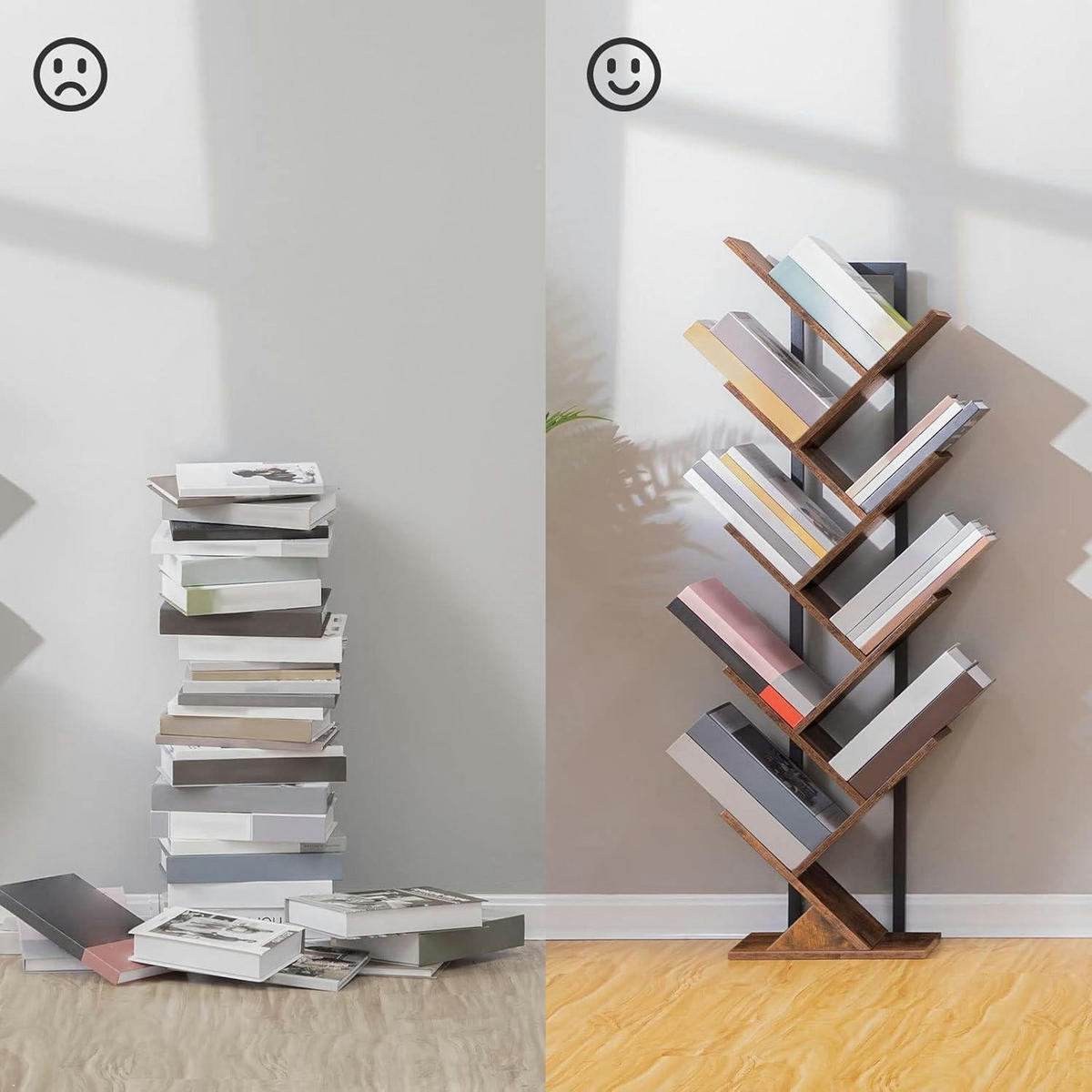 BÜCHERREGAL Baumform Vintagebraun 34 x 20 x 116 cm - Braun, Holzwerkstoff (113.5/30/18.5cm)