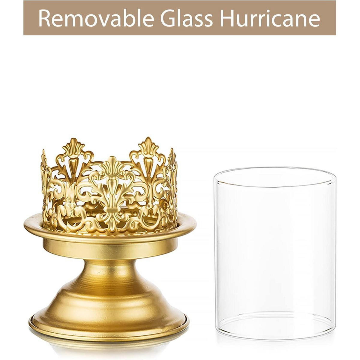 KERZENSTÄNDER 2-teiliges Set Gold Metall mit Glas - Goldfarben, Metall (10.5/16/10.5cm)