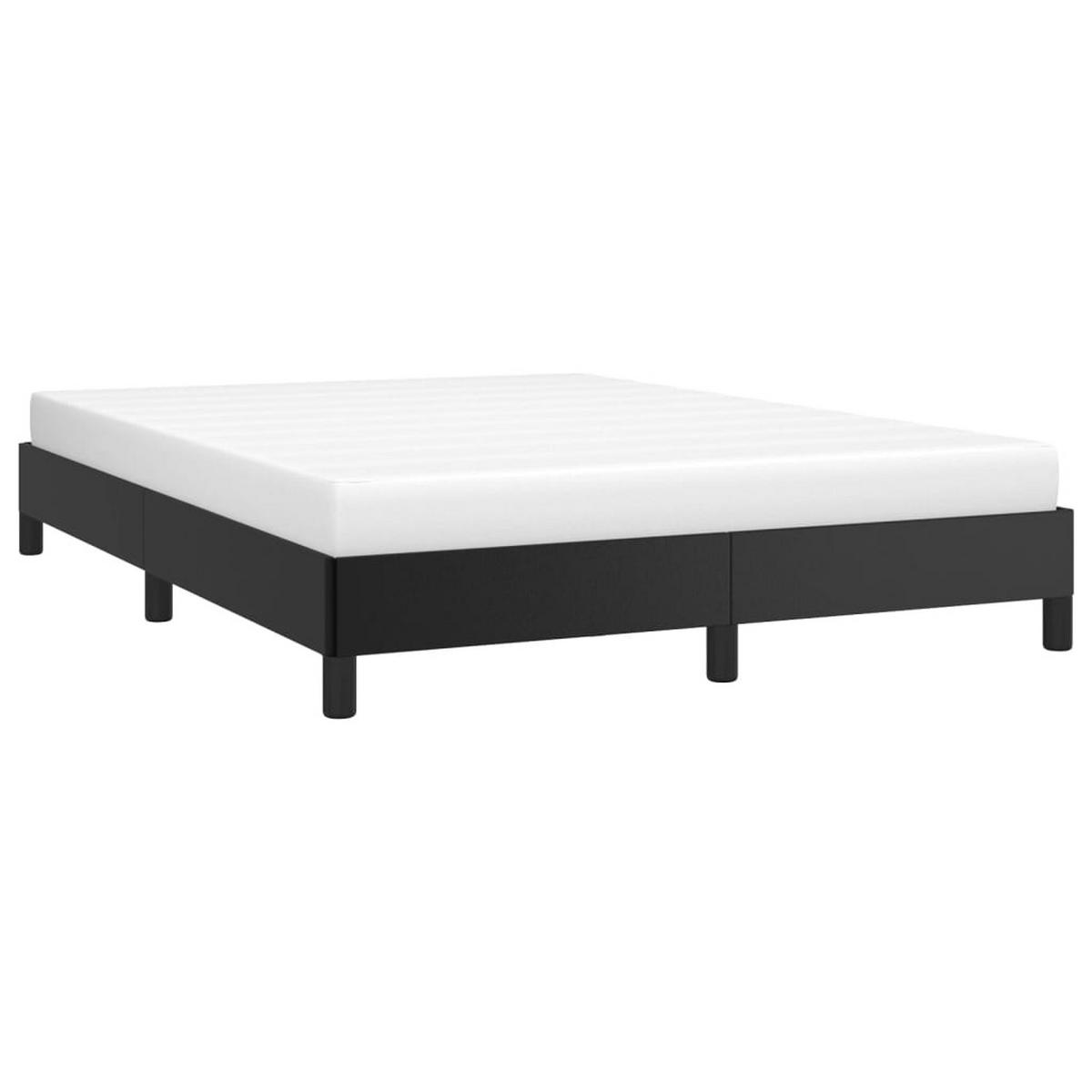 BETTGESTELL Schwarz 140x200 cm Kunstleder - Schwarz, Textil - furnicato