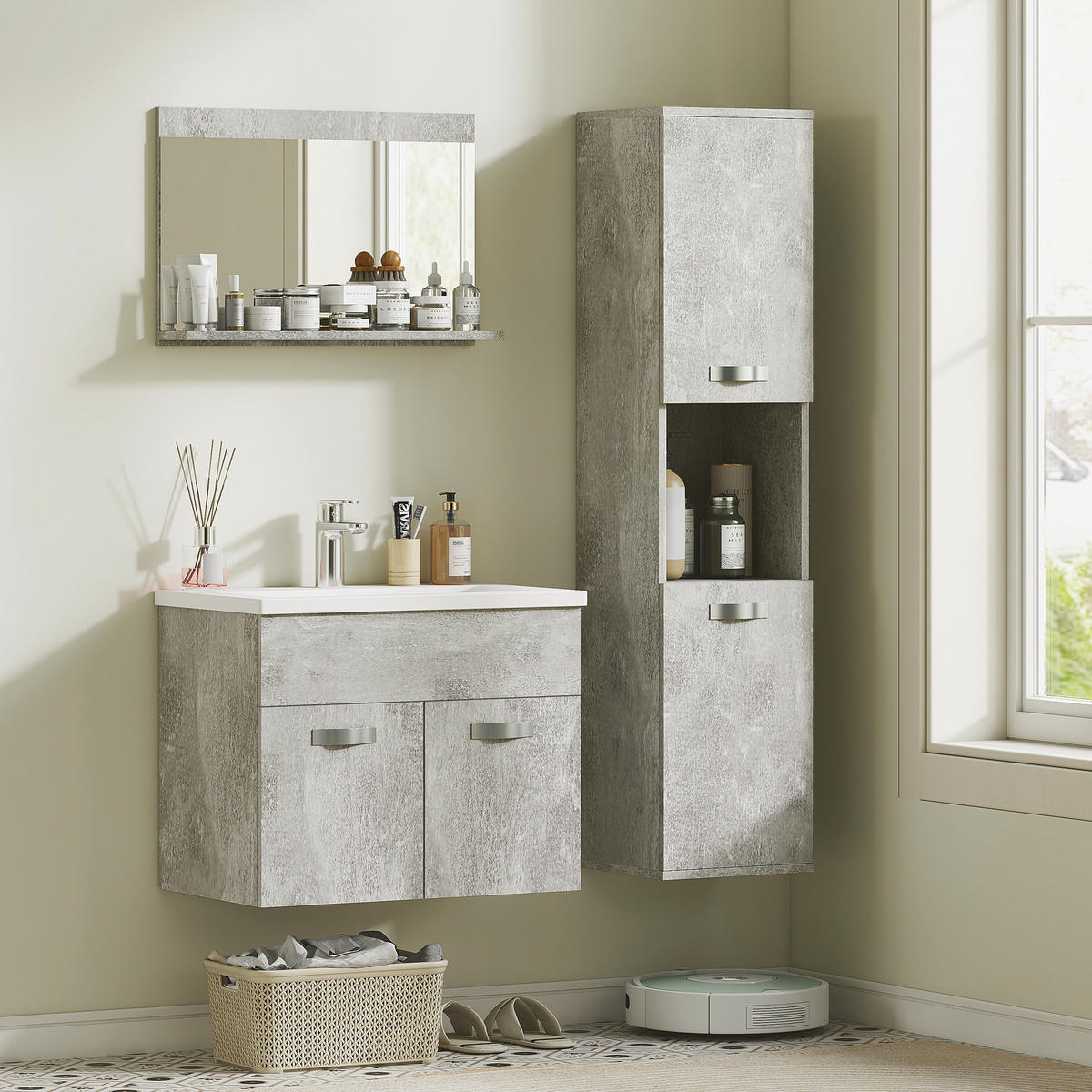 BADEZIMMER 4-teilig DE-17305 Grau - Grau, Holzwerkstoff (30/131.5/30cm) - ComfortXL
