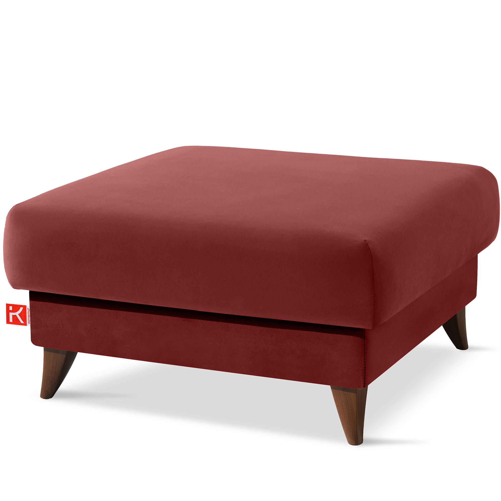 HOCKER GUSTAVO Velours, Bordeaux - Bordeaux, Holz/Holzwerkstoff (92/49/92cm) - KONSIMO®