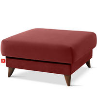 HOCKER GUSTAVO Velours, Bordeaux - Bordeaux, Holz/Holzwerkstoff (92/49/92cm) - KONSIMO®