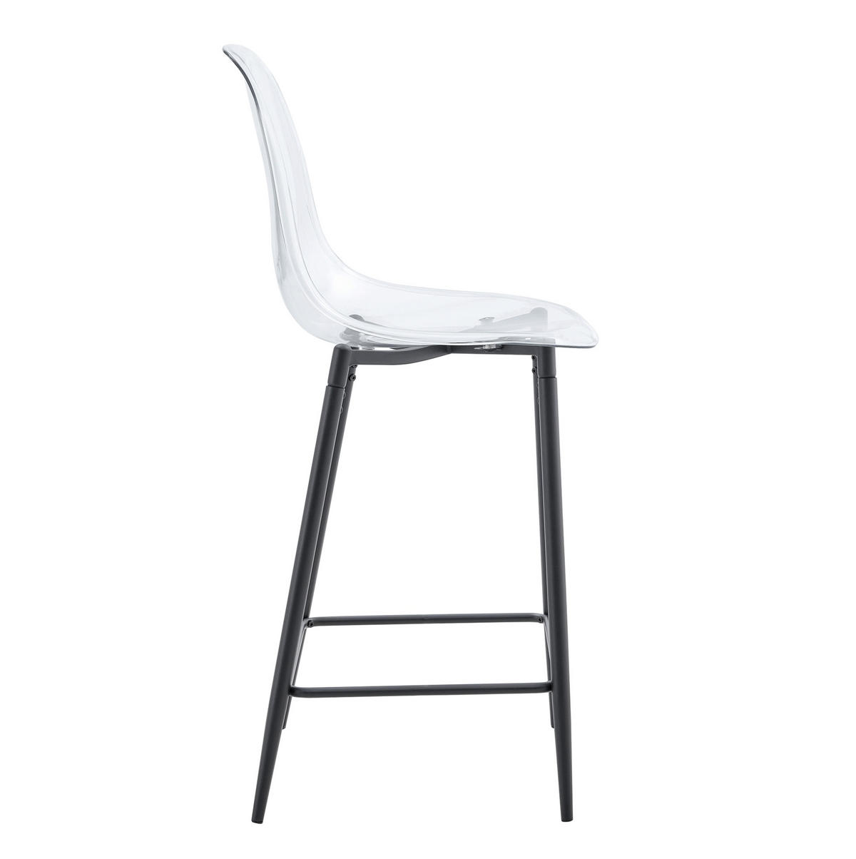 BARHOCKER 2er-Set transparent mit Metallgestell Schwarz - Schwarz, Metall (45/102/51cm) - Meubliv