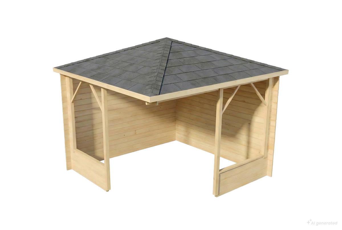 GARTENHAUS Holz Maik - Naturfarben, Holz (318/260/318cm) - Alpholz