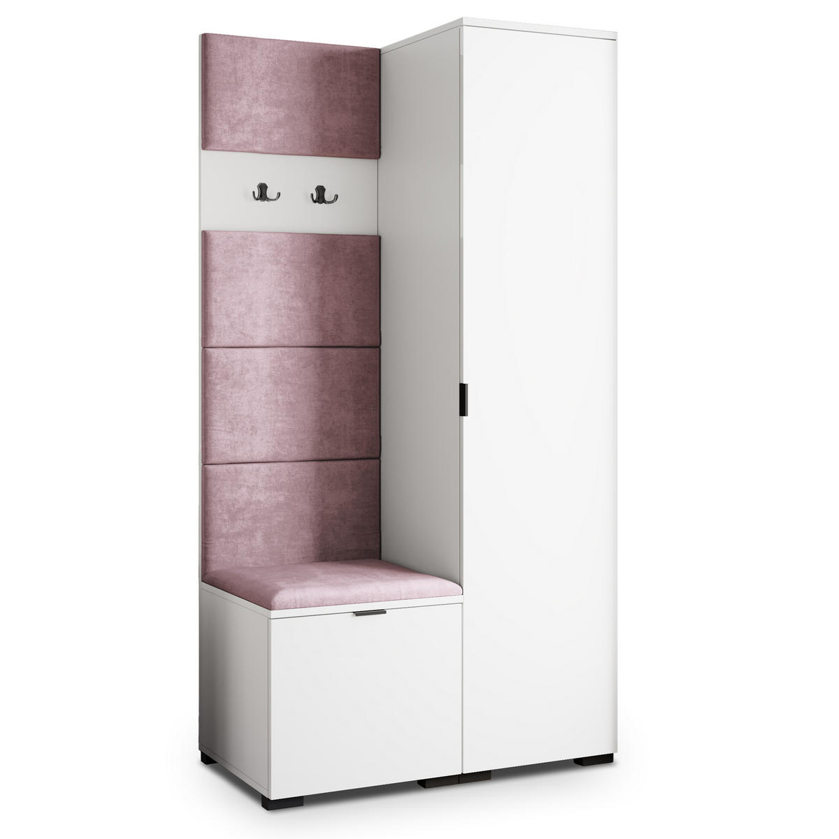 GARDEROBENSCHRANK LORI 95/181/51 cm Modern Garderobe-Set Weiß - Lila/Weiß, Holzwerkstoff (95/181/51cm) - MASSENO