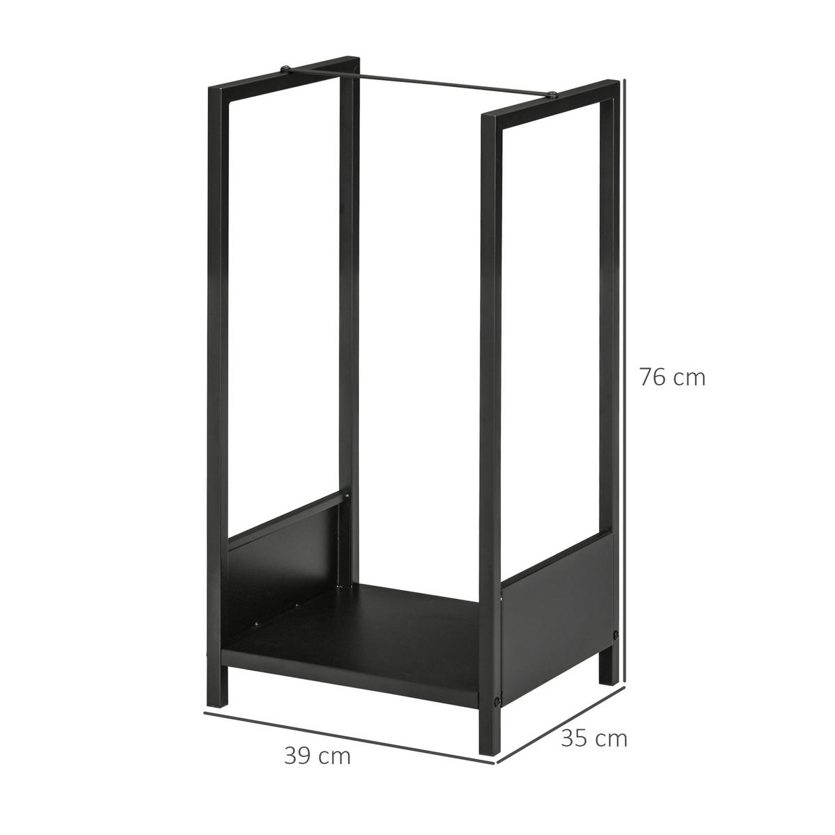 KAMINHOLZSTÄNDER, Stahl, Schwarz - Schwarz, Metall (35/76/39cm) - Outsunny