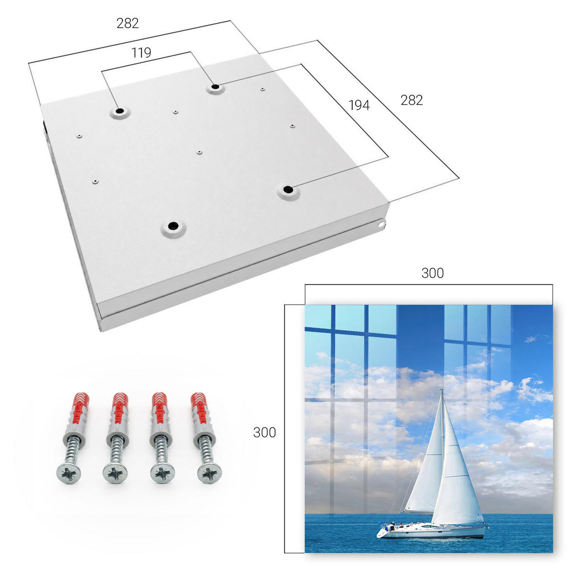SCHLÜSSELBOX Weiß 30x30 cm – Türöffnung nach rechts - Seeabenteuer - Blau, Metall (30/30/5cm) - TULUP