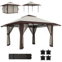 PAVILLON 4x 4m - Beige, Metall (400/281/400cm) - Outsunny