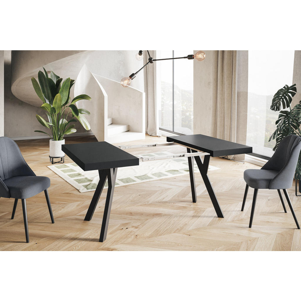 Thumbnail - Alpi-Möbel Esszimmertisch, Schwarz, Schwarz, Holzwerkstoff, Quadratisch, X-Form, 110x77x110 cm, Esszimmer, Tische, Essti...