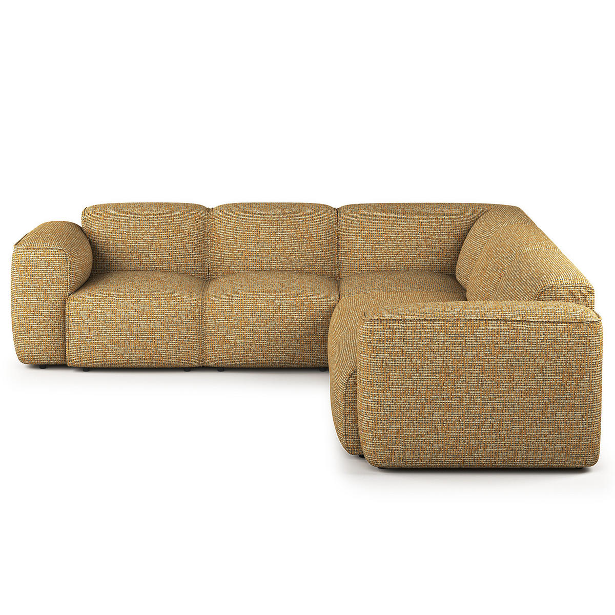 ECKSOFA mit Rundecke - Schwarz/Honig, Kunststoff/Textil (325/260cm) - home24