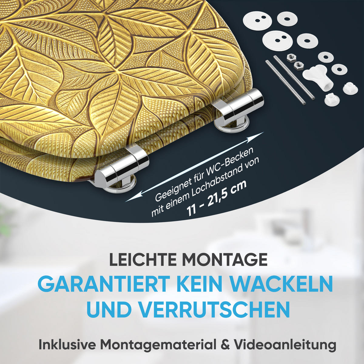 WC Sitz mit Absenkautomatik Bractea - Goldfarben, Holzwerkstoff (38/6/47cm) - Sanilo