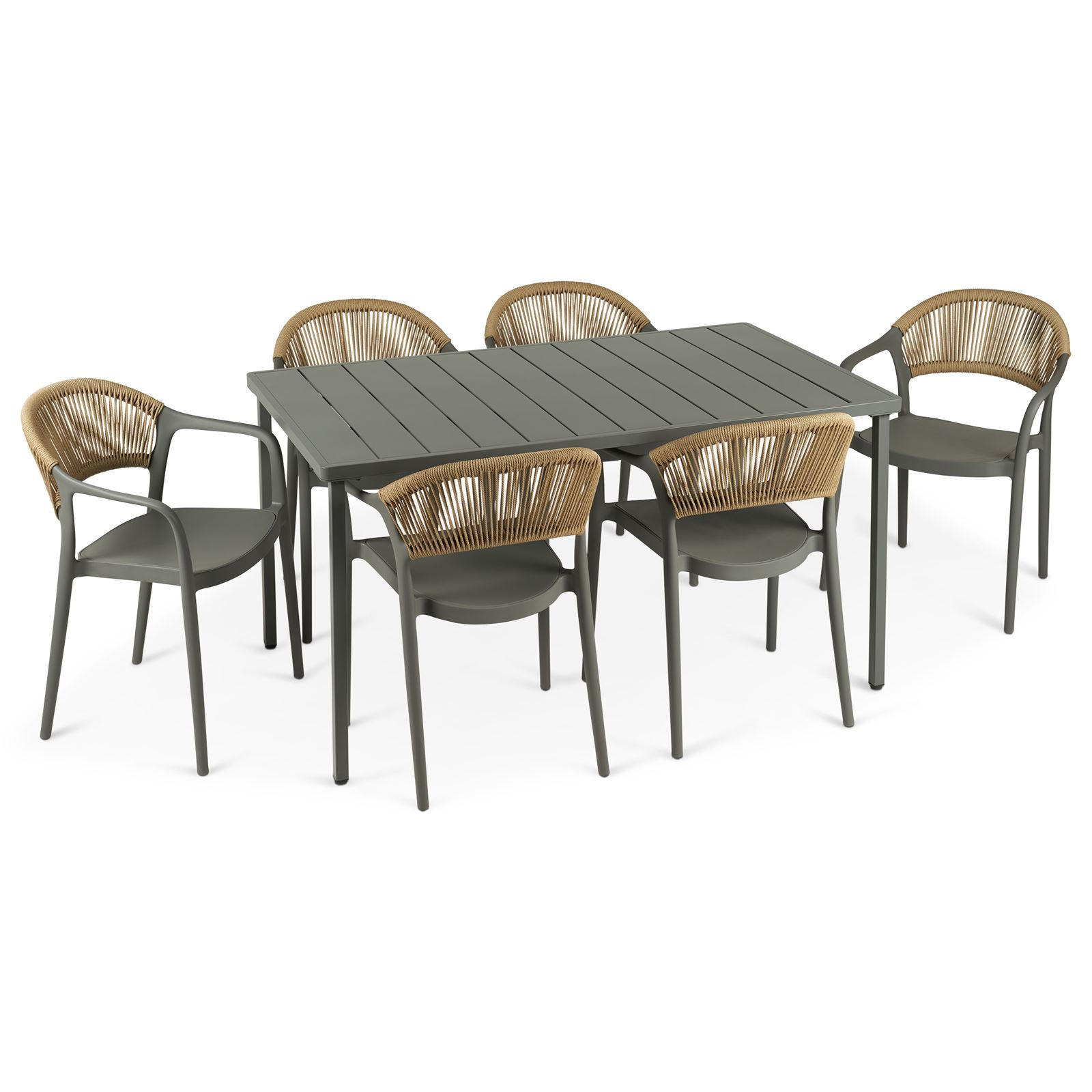 GARTENMÖBEL SET NARCISO 7er Set grau - Grau, Metall - IDIMEX