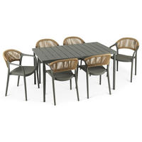 GARTENMÖBEL SET NARCISO 7er Set grau - Grau, Metall - IDIMEX