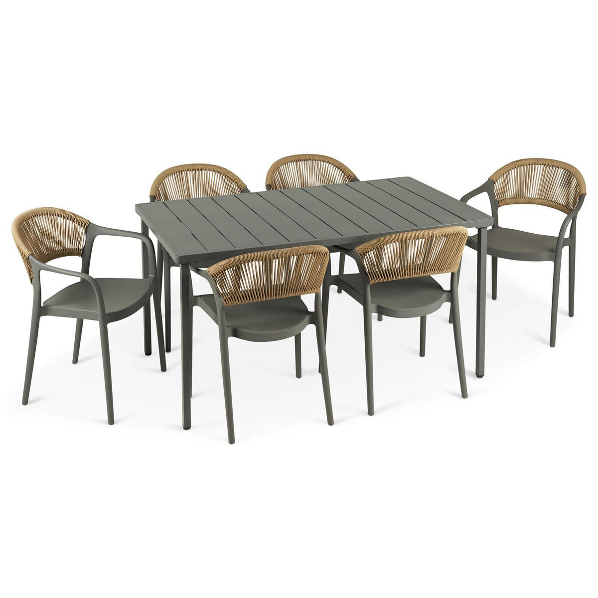 GARTENMÖBEL SET NARCISO 7er Set grau - Grau, Metall - IDIMEX