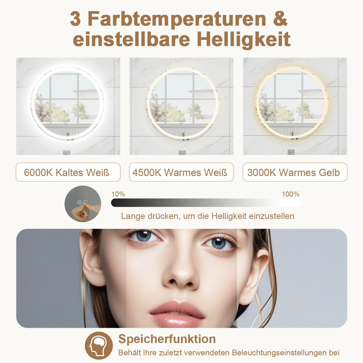 BADEZIMMERSPIEGEL Silber - Silberfarben, Glas (60/3/60cm) - COSTWAY