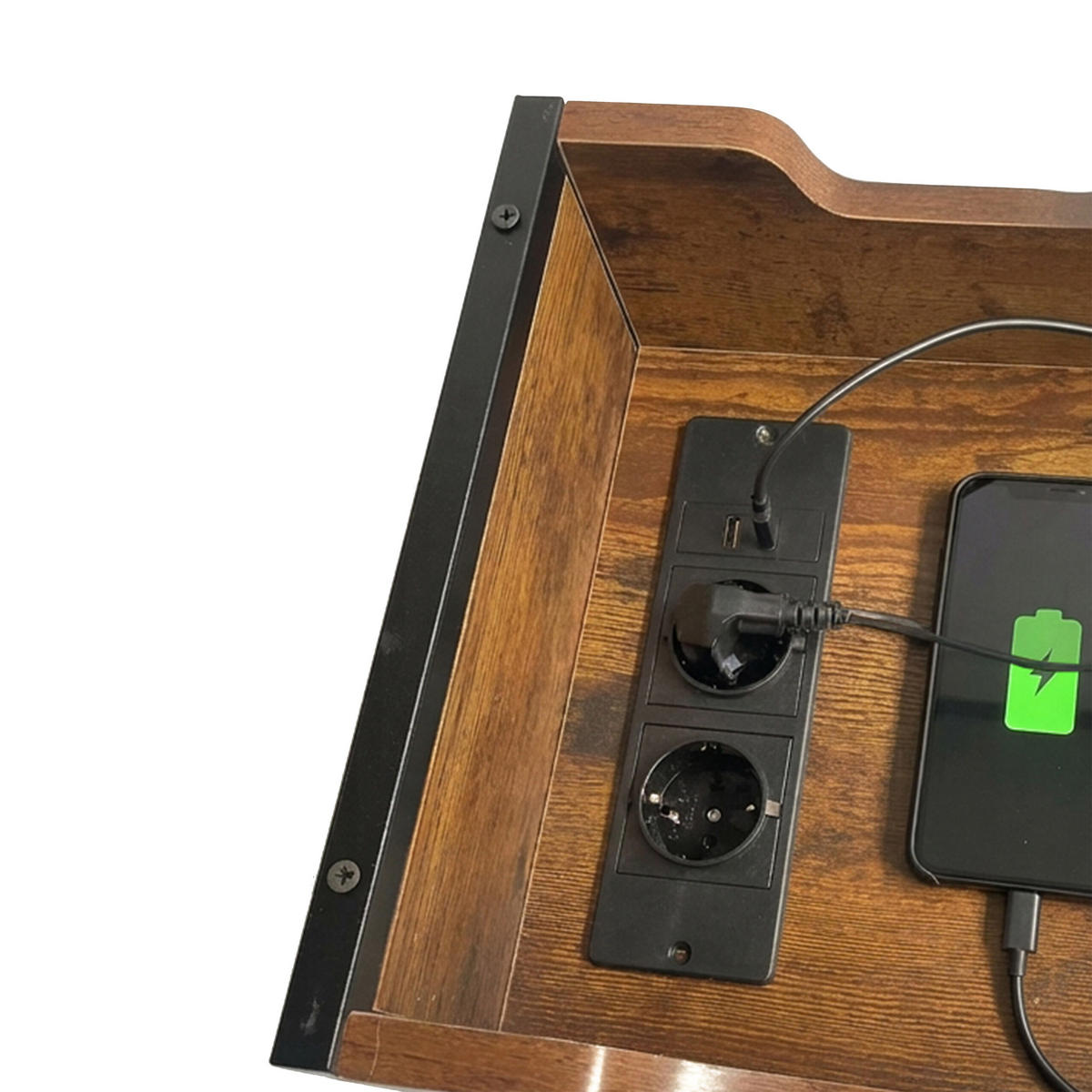 BOČNÝ stolík - viacfarebná, kov/kompozitné drevo (31.5/30/60cm) - Relaxdays