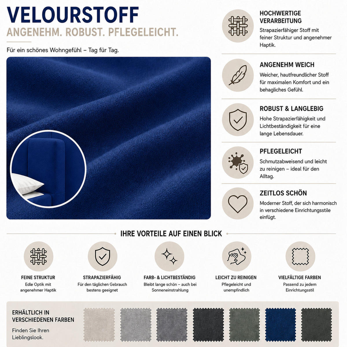 MARPUR Polsterbett NERO 180x200 cm mit Bettkasten und Lattenrost, Dunkelblau - Chromfarben/Dunkelblau, Holz/Holzwerkstoff (180/200cm) - Marpur