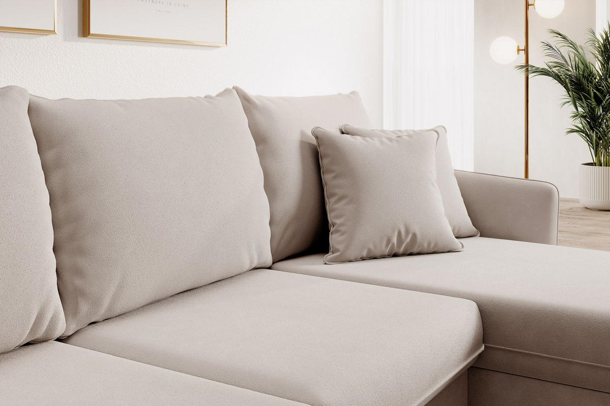 ECKSOFA Volio Beige Samt 223 cm - Beige/Goldfarben, Textil/Metall (223/145cm) - Selsey
