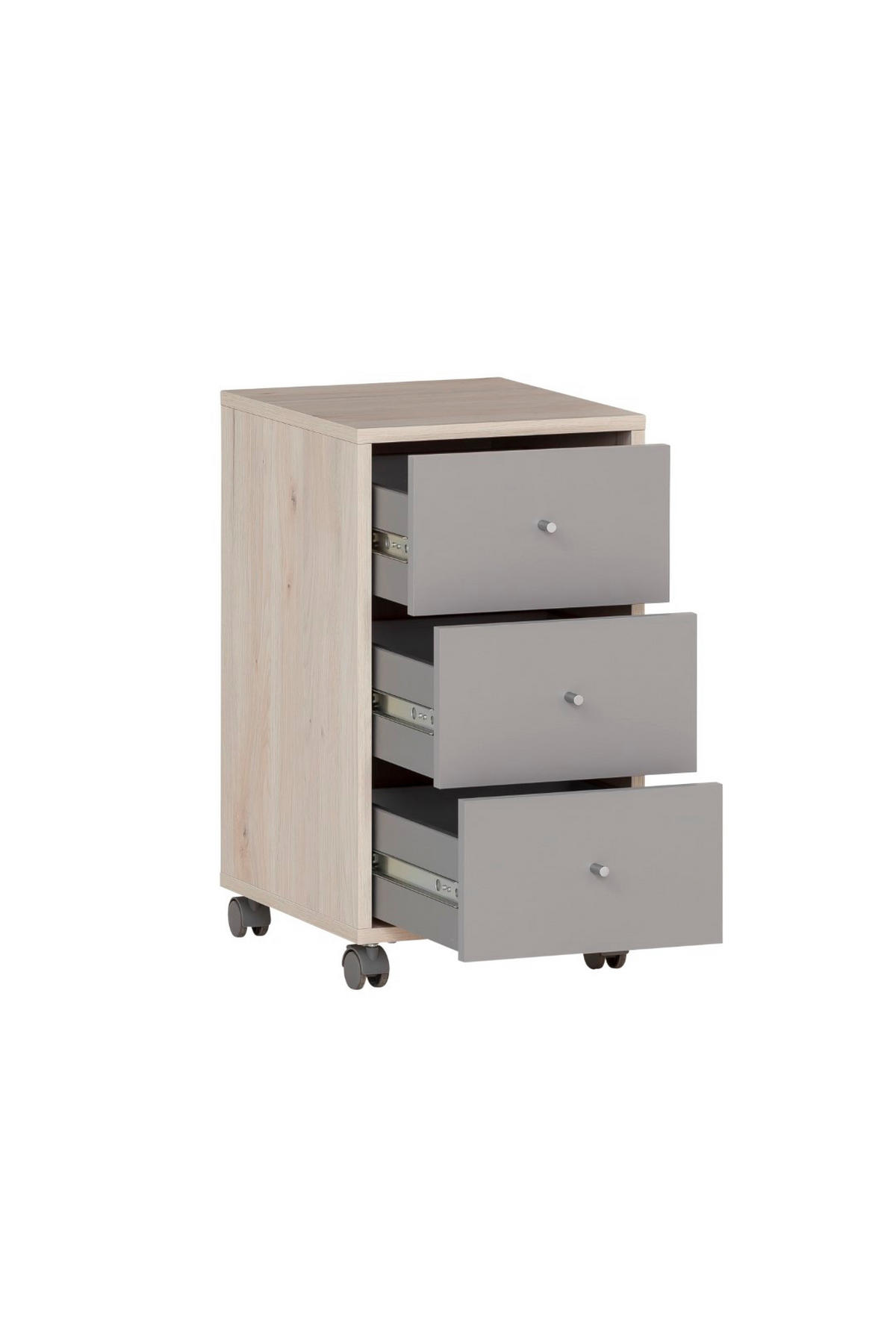 ROLLCONTAINER Pigeon 59,7x32,6x39 cm 3 Schubladen Weiß/Grau - Eichefarben, Holz (32.6/59.7/39cm) - PROREGAL