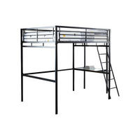 HOCHBETT mit Schreibtisch - 140 x 190 cm - Anthrazit - CASUAL II - Anthrazit, Metall - Vente-Unique