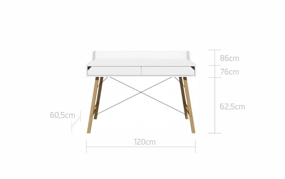 KINDERSCHREIBTISCH Lotta - Weiß, Holzwerkstoff (120/76/60cm) - RAUMHIRSCH FURNITURE