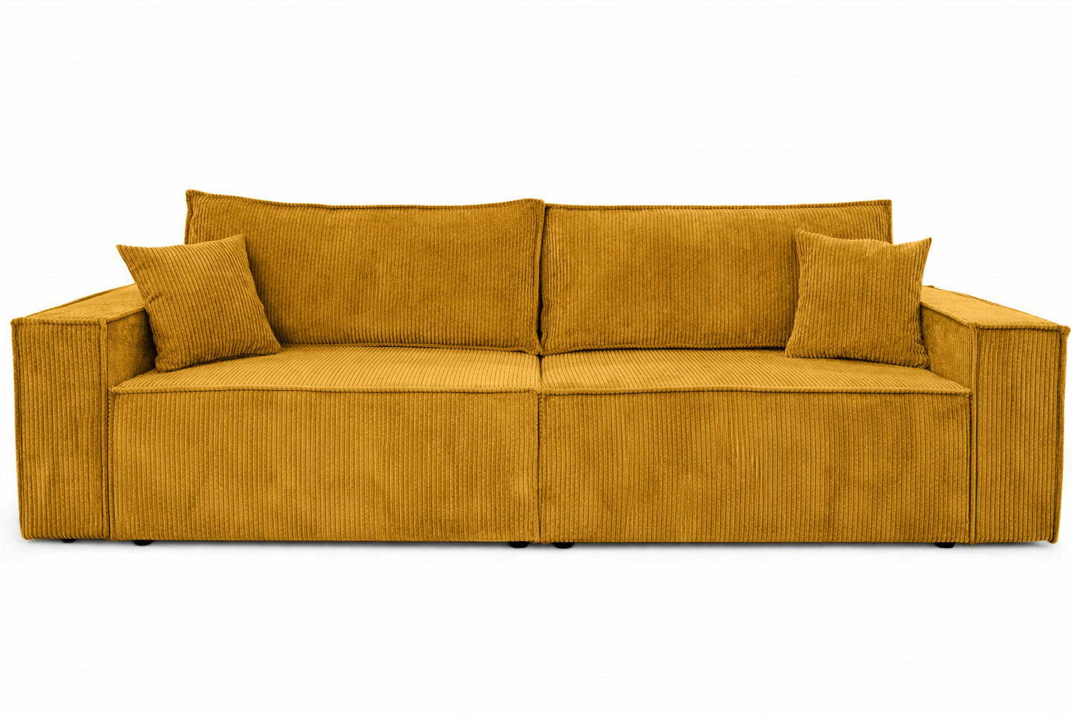 SOFA Mit Schlaffunktion Und Bettkasten, Cordstoff Poso, Senffarbe, BEST SCORNER - Gelb, Holz (245/83/90cm) - Kaiser Möbel