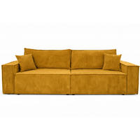 SOFA Mit Schlaffunktion Und Bettkasten, Cordstoff Poso, Senffarbe, BEST SCORNER - Gelb, Holz (245/83/90cm) - Kaiser Möbel
