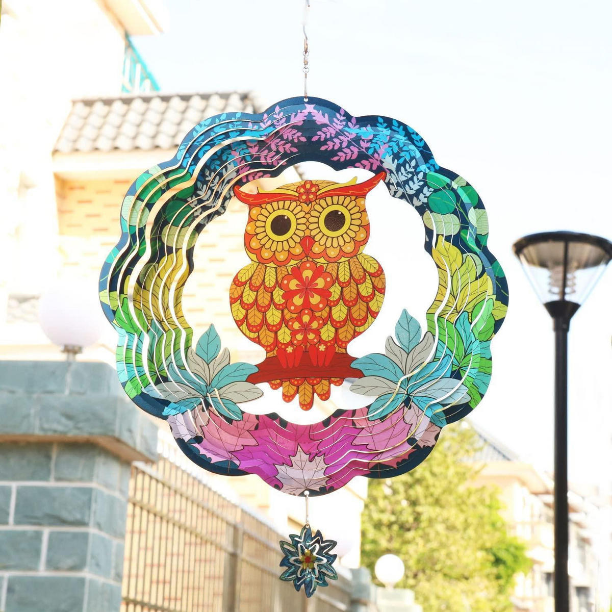 WINDSPIEL Eule 30 cm Edelstahl Gelb - Multicolor, Metall (30/30/30cm)