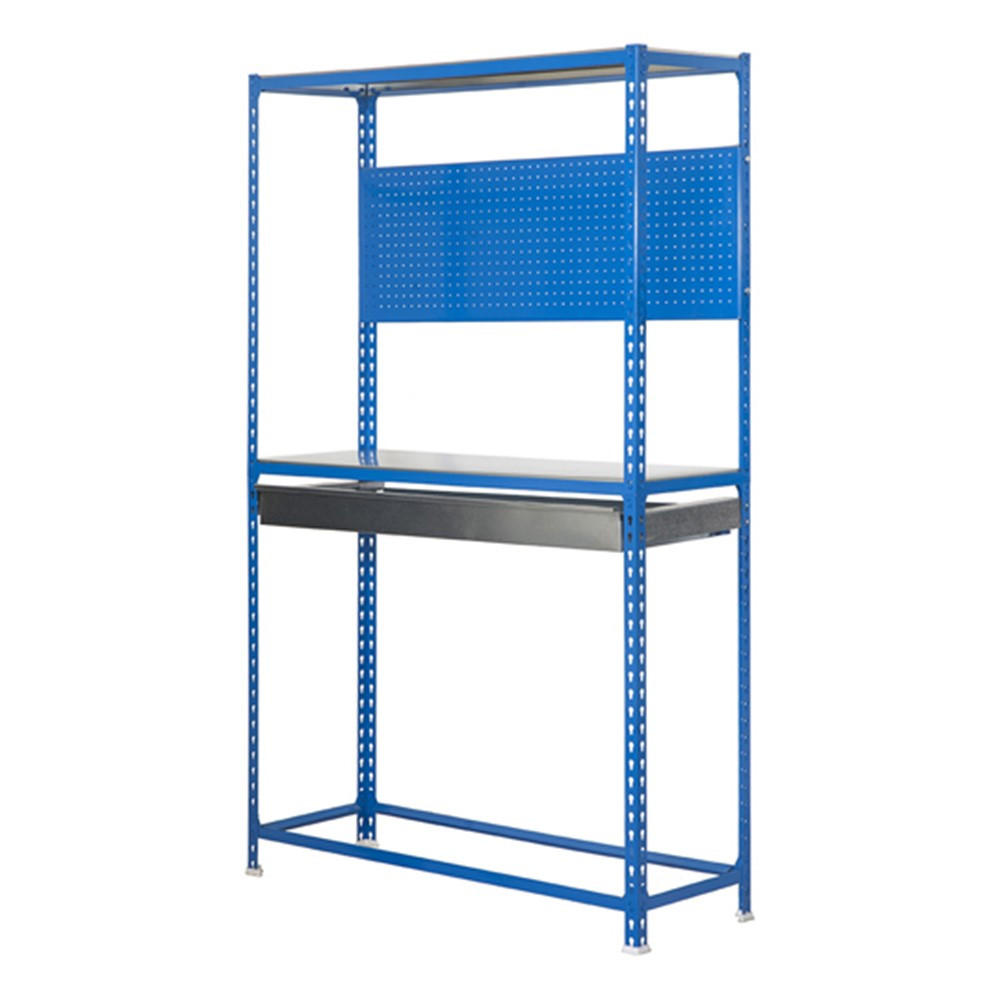 REIFENREGAL mit Arbeitsfläche und Schubfach Metal Shark NO.5 HxBxT 200 x 120 x 40 cm 6 Reifen Blau - Blau, Metall (120/200/40cm) - PROREGAL