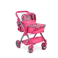PUPPENBUGGY Vicky 9620 pink Tasche, Schiebegriff höhenverstellbar, Sonnendach, Tragetasche - Rosa, Metall (39/68/62cm) - Moni