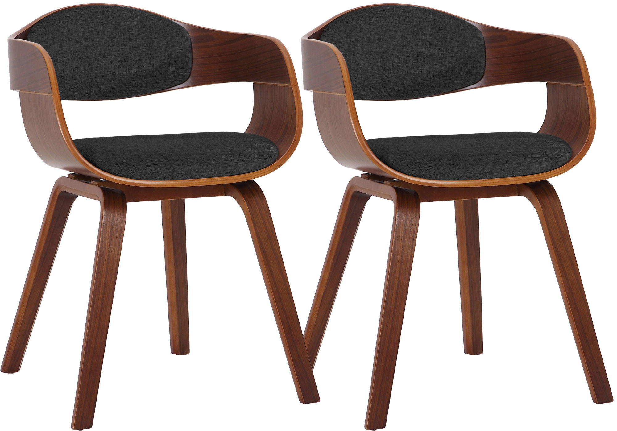 ARMLEHNENSTUHL 2er Set Stoff Walnuss/Dunkelgrau - Dunkelgrau/Walnussfarben, Holz/Textil (49/73/46cm) - CLP
