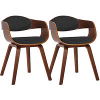 ARMLEHNENSTUHL 2er Set Stoff Walnuss/Dunkelgrau - Dunkelgrau/Walnussfarben, Holz/Textil (49/73/46cm) - CLP