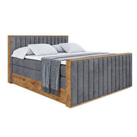 BOXSPRINGBETT mit Matratze H3|H4 und Lattenrost - LOLLI4-Z KING-160x200 - Dunkelgrau Casablanca - Dunkelgrau, Holzwerkstoff (160/200cm) - ALTDECOR