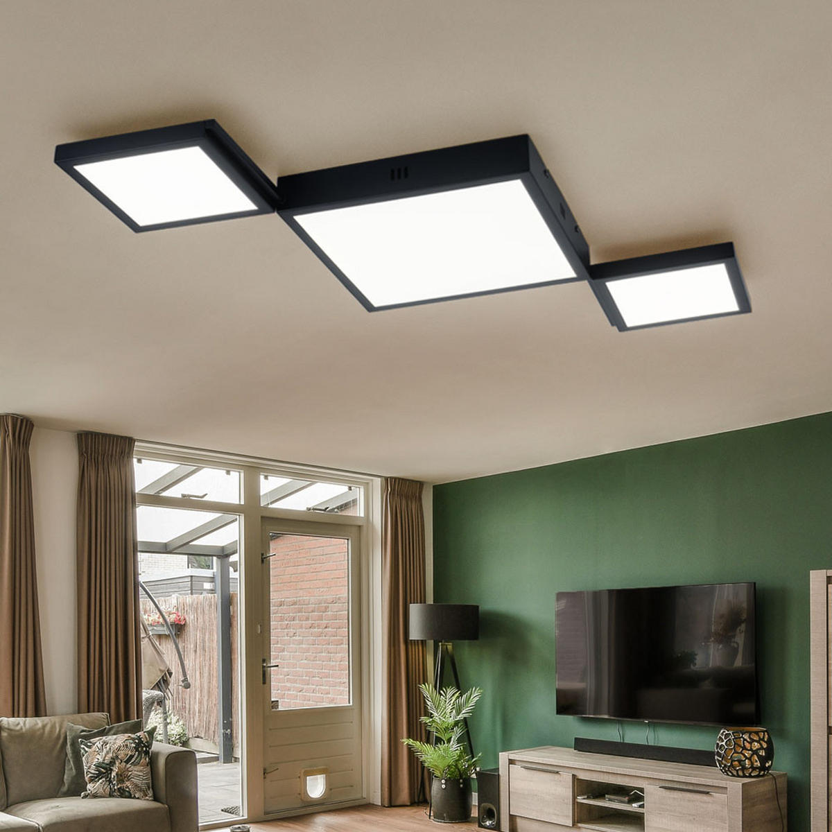 LED DECKENLEUCHTE Burkhard Schwarz - Schwarz, Metall (93/42/4.5cm)