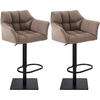 BARHOCKER 2er Set Stoff Terrabraun - Dunkelbraun/Schwarz, Textil/Metall (64/88/45cm) - CLP