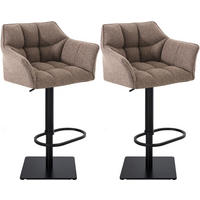 BARHOCKER 2er Set Stoff Terrabraun - Dunkelbraun/Schwarz, Textil/Metall (64/88/45cm) - CLP