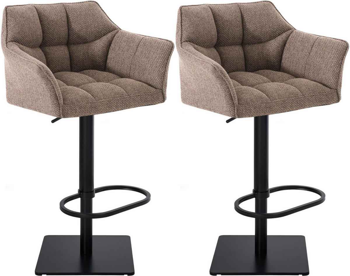BARHOCKER 2er Set Stoff Terrabraun - Dunkelbraun/Schwarz, Textil/Metall (64/88/45cm) - CLP