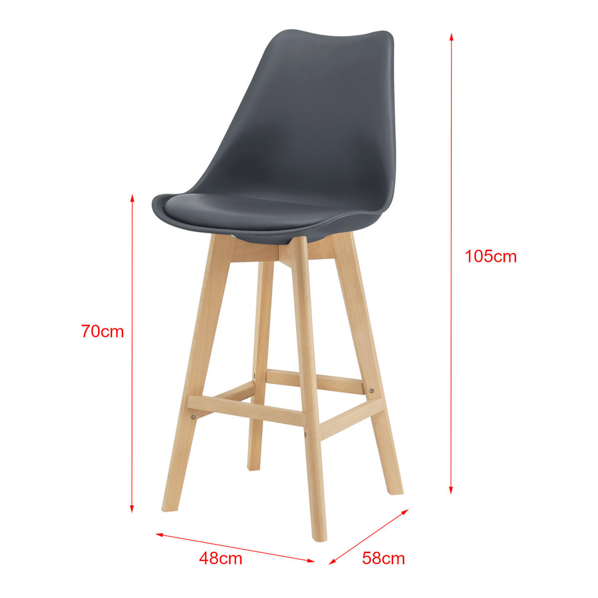 BARSTUHL Lublin 2er-Set - Grau, Holz (48/105/58cm) - [en.casa]